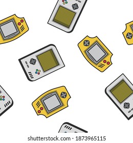 Classic Handheld Game Console Seamless Pattern Vector Illustration