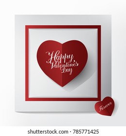 Classic Happy Valentines Day,greeting card and Typography with Big Red Heart Paper Cut design,poster and Modern concept.vector illustration.