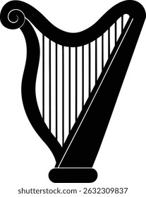 classic harp silhouette vector illustration.