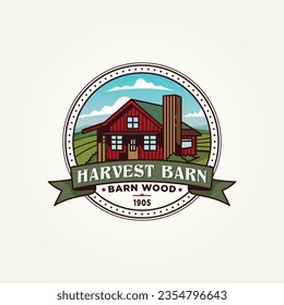 classic harvest barn badge logo template vector illustration design. simple modern farmers, foodies, agricultural emblem logo concept