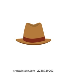 Classic hat, flat vector illustration isolated on white background. Cylinder man hat. Vintage headwear for gentlemen or cowboys. Concept of fashion.