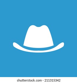 classic hat icon, isolated, white on the blue background. Exclusive Symbols 