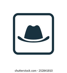 classic hat icon Rounded squares button, on white background 