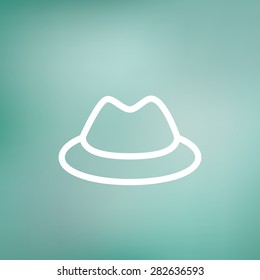 Classic hat icon thin line for web and mobile, modern minimalistic flat design. Vector white icon on gradient mesh background.