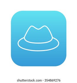 Classic hat line icon for web, mobile and infographics. Vector white icon on the blue gradient square with rounded corners isolated on white background.