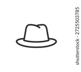 Classic hat, linear icon. Headwear and personal style accessory. Line with editable stroke.