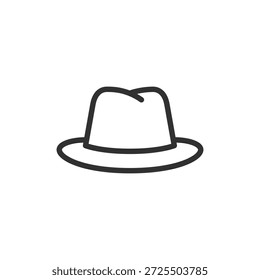 Sombrero clásico, icono lineal. Sombreros y accesorios de estilo personal. Línea con trazo editable.