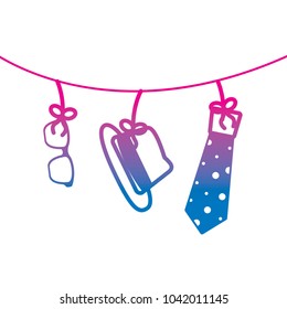 classic hat necktie and glasses hanging decoration