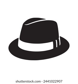 Classic Hat Silhouette - Stylish Black and White Headwear Outline