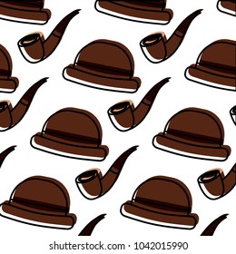 classic hat and tobacco pipe hipster style wallpaper