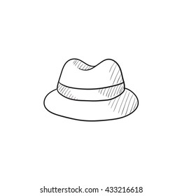Classic hat vector sketch icon isolated on background. Hand drawn Classic hat icon. Classic hat sketch icon for infographic, website or app.