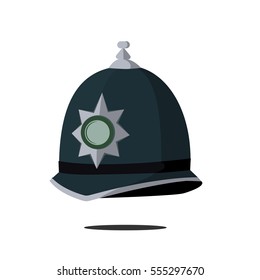 classic headdress Hiking constable, police in the UK. Icon, vector