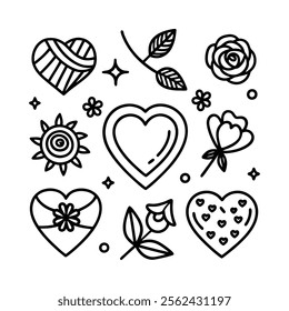 Classic Heart and Love Letter Icons.