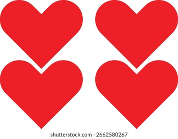 A classic heart shape, often filled with red or pink color, with smooth curves at the top and a pointed bottom.