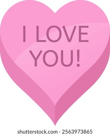 Classic heart shaped candy in vibrant pink displays the message I Love You, conveying affection and romance, perfect for Valentine s Day or romantic occasions