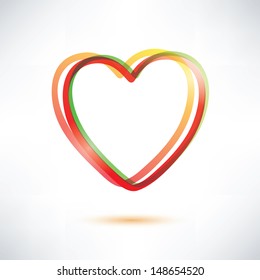 classic heart symbol made of ribbons, vector icon