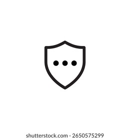 A classic heater shield outline centered with three horizontally arranged dots, representing a loading or ellipsis state. Designed in a minimalist, flat 2D vector style.