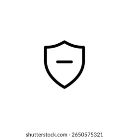 A classic heater shield outline centered with a short, horizontal minus symbol. Designed in a minimalist, flat 2D vector style.