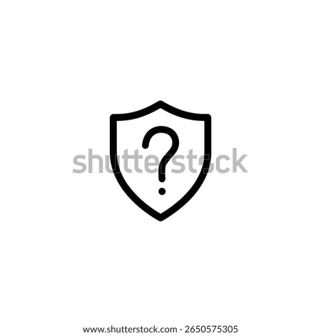 A classic heater shield outline centered with a question mark. Designed in a minimalist, flat 2D vector style.