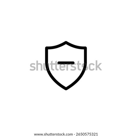 A classic heater shield outline centered with a short, horizontal minus symbol. Designed in a minimalist, flat 2D vector style.