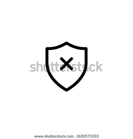 A classic heater shield outline centered with an 'x' or cross mark. Designed in a minimalist, flat 2D vector style.