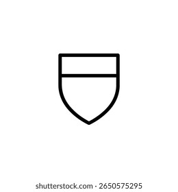 A classic heater shield outline with a flat top and pointed bottom, bisected horizontally. Rendered in a minimalist, flat 2D vector style.
