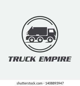 classic heavy truck logo emblems and badges. Truck with trailer and tip truck