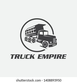 classic heavy truck logo emblems and badges. Truck with trailer and tip truck