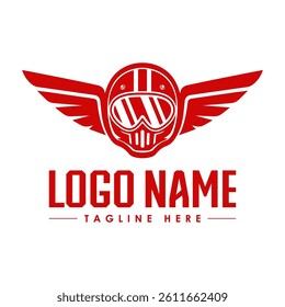 Classic helmet wing logo on white background