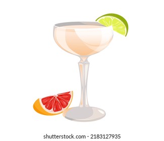 Classic Hemingway cocktail.A refreshing special Hemingway daiquiri with lime and grapefruit.Vector illustration.