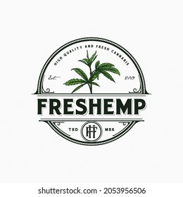 Classic hemp logo design vector illustration