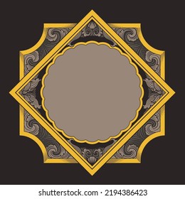 Classic heraldic badge with engraving flora