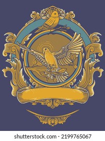 Classic heraldic shield frame with ornament