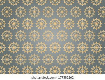 Classic hexagon pattern on pastel color. Retro star style.