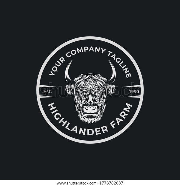 Classic Highlander Circle Badge Logo Skatch Stock Vector (Royalty Free ...