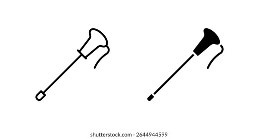 Classic hiking stick icon set representing adventure, trekking, and outdoor activities. Ideal for travel, nature, and recreation themes.