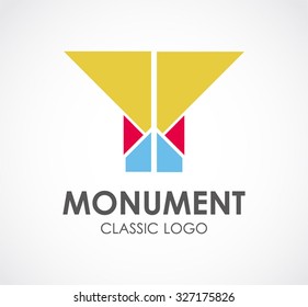 Classic history monument abstract vector and logo design or template old business tourism icon of company identity symbol concept