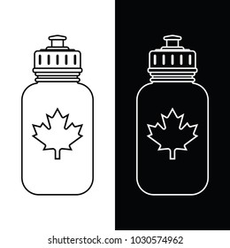 A classic hockey waterbottle icon with a maple leaf in vector format.