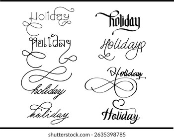 Classic Holiday Calligraphy Logo, Holiday Calligraphy Emblem – Vintage-Inspired Handwritten Typography Logo