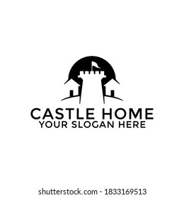 vector de diseño del logotipo del castillo y del hogar