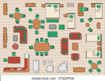 Classic home furniture top view 