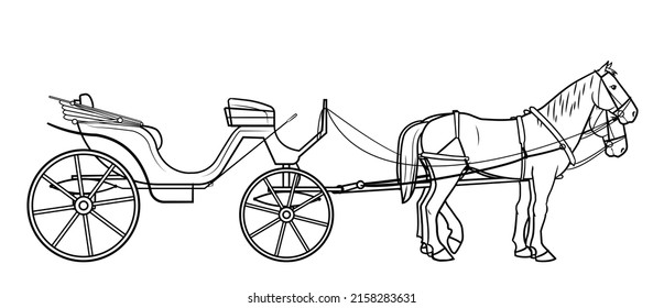 Classic horse carriage vector stock illustration.