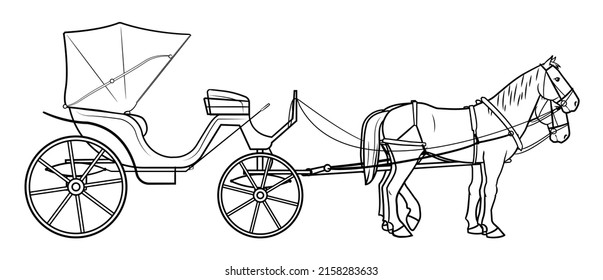 Classic horse carriage vector stock illustration.