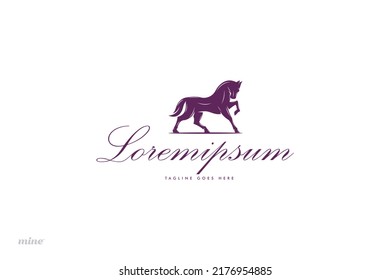 Classic Horse Logo With Fancy Script Font