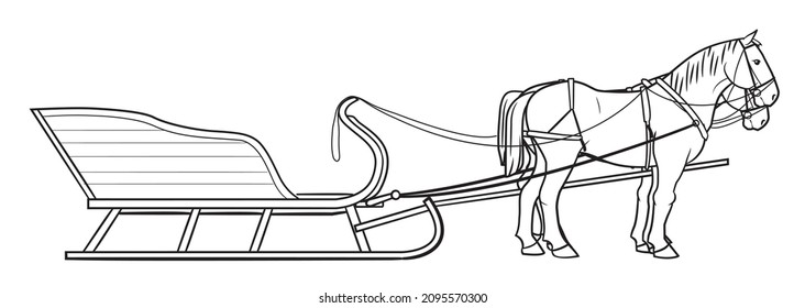 Classic horse sleigh stock illustration.