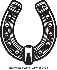 Classic horseshoe silhouette, perfect for luck, good fortune, or equestrian-themed designs, on a white background. EPS-10.