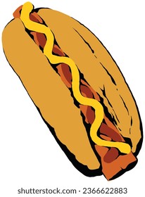 Classic Hot Dog Colored Vector Illustration Set