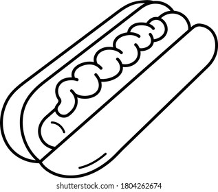 Classic Hot Dog. Vector outline icon.