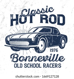 Classic hot rod car vector design template for t-shirt and poster. Bonneville car design.