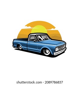 Classic hot rod pickup truck vector illustration isolated